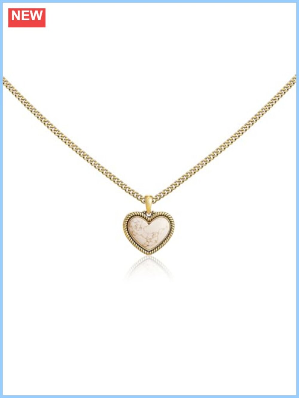 Gold Plated Heart Turquoise Pendant Necklace Western Jewelry